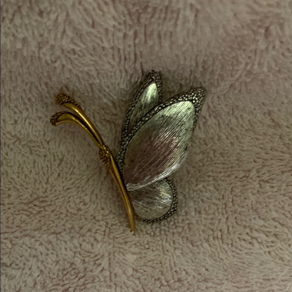 Silver and Gold Butterfly Brooch